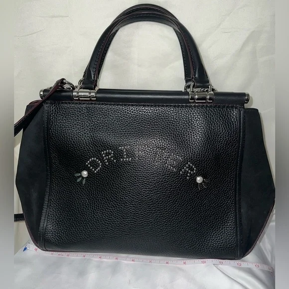 Coach Drifter Grace Pebbled & Suede Leather Studded Framed Satchel NWOT HTF RARE - Picture 3 of 16